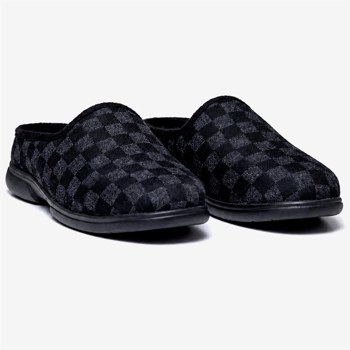 Men's Wide Fit Tredd Well Clarkson Mule Slippers in Black - Image 1