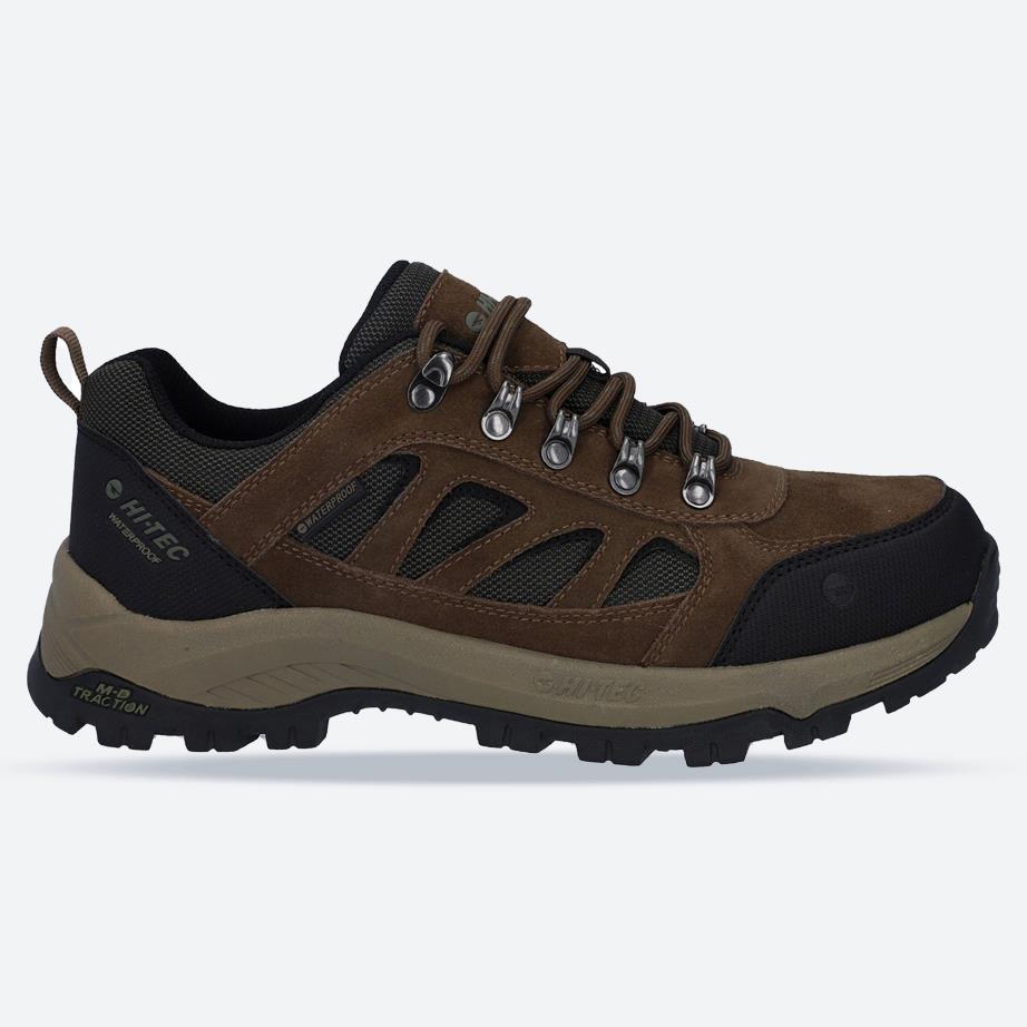 Men's Wide Fit Hi-tec Bandera Expedition Low Hiker Waterproof Trainers in Smokey Brown/Khaki - Image 1