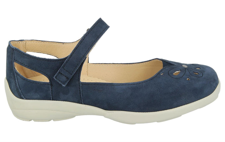 Womens Wide Fit DB Colby Sandals in Navy Suede - Image 1