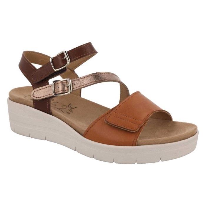 Women's Wide Fit DB Honor Sandals in Gold / Bronze / Silver Leather - Image 3