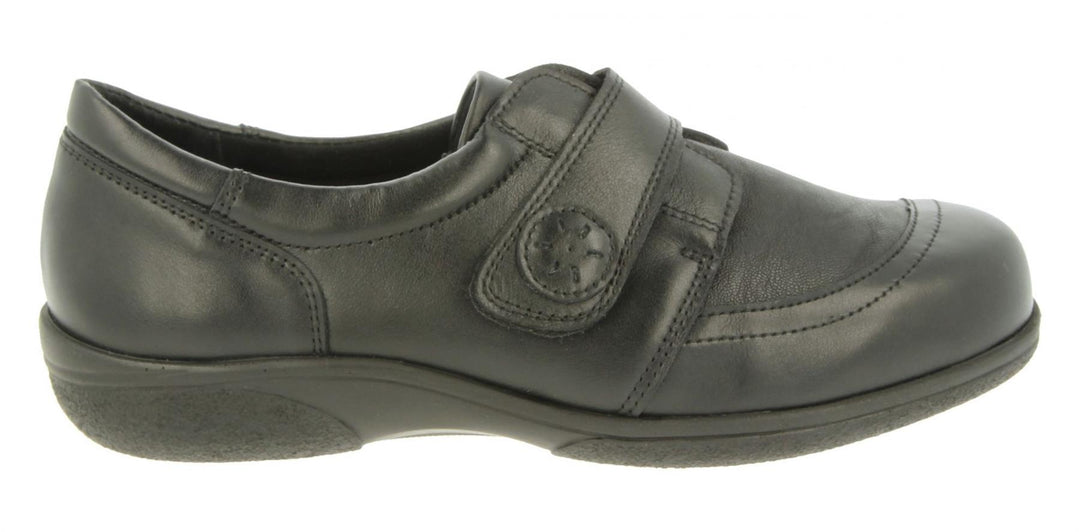 Womens Wide Fit DB Owl Shoes in Black / Stretch - Image 2