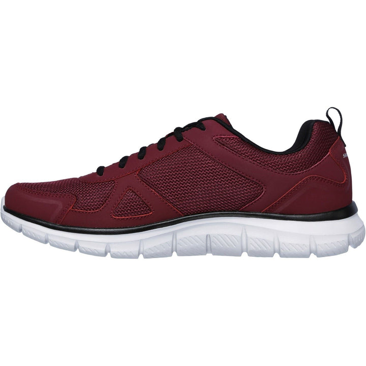 Men's Wide Fit Skechers 52631 Track Scloric Sports Trainers in Burgundy/Black - Image 1