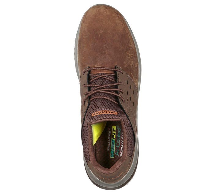 Mens Wide Fit Skechers Street Wear Delson 3.0 210308W Luxury Walking Trainers - Brown in Brown - Image 1