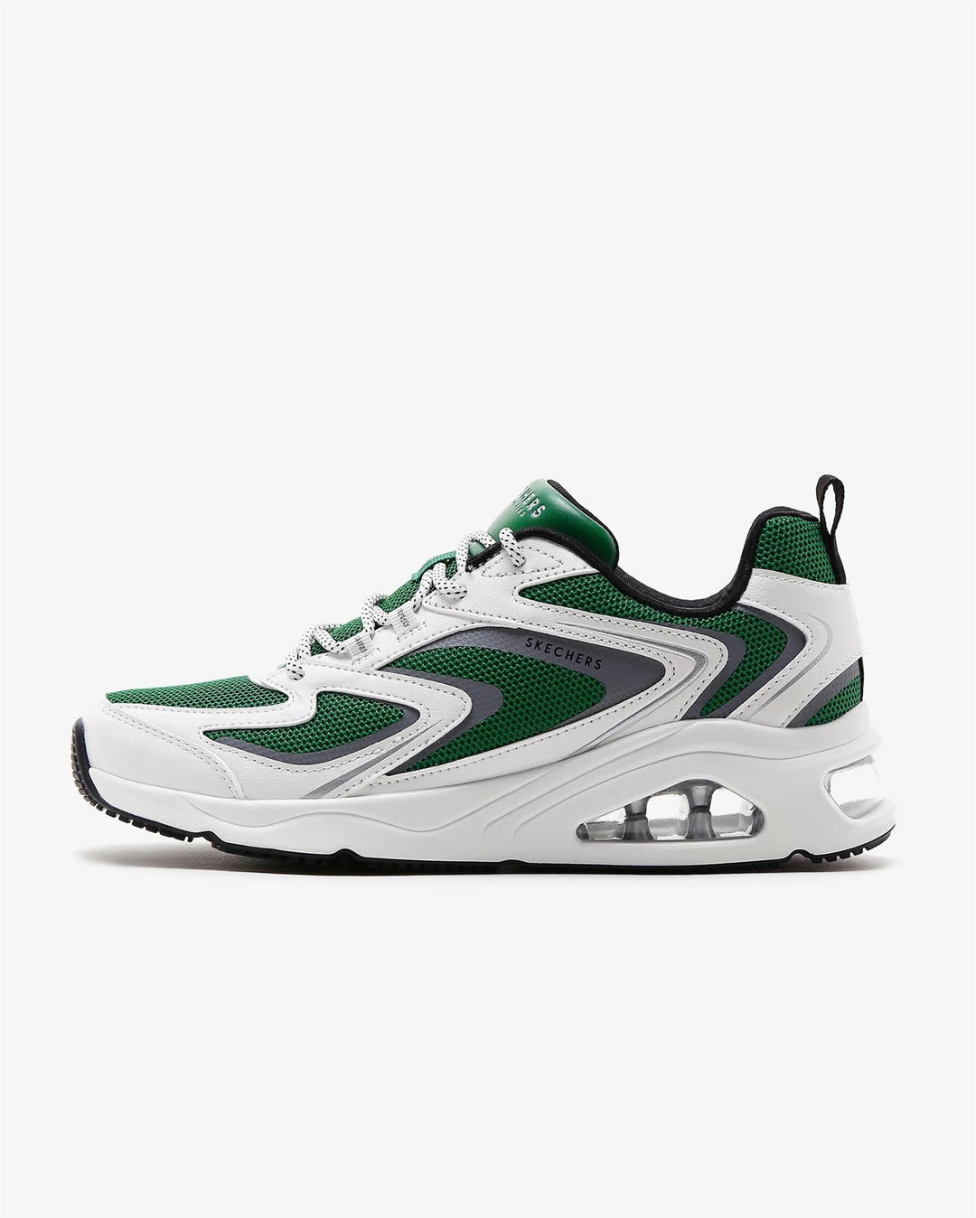 Women's Wide Fit Skechers 177424 Tres Air Uno Street Fl Air Trainers - White/Green in White/Green - Image 4