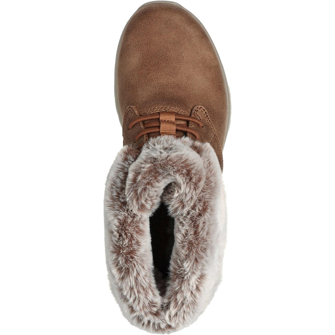 Women's Wide Fit Skechers 144803 Slip-ins On The Go Joy Cozy Charm Boots in Chestnut - Image 5