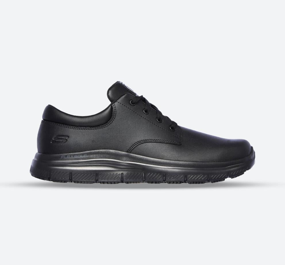 Mens Wide Fit Skechers Work Flex Advantage 77513 Work Rf fourche Sr Shoes in Black - Image 1