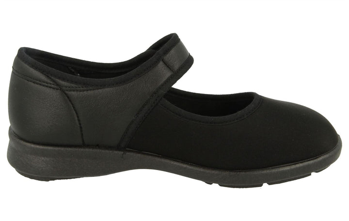 Womens Wide Fit DB Eve Shoes in Black / Stretch - Image 1