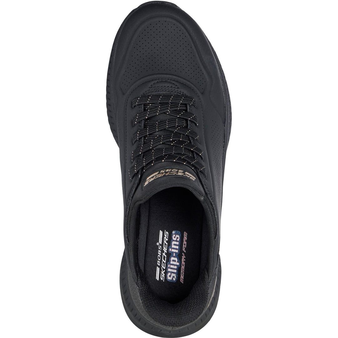 Women's Wide Fit Skechers 117740 Slip-ins Bobs Squad 4 Key Look Trainers in Black - Image 5
