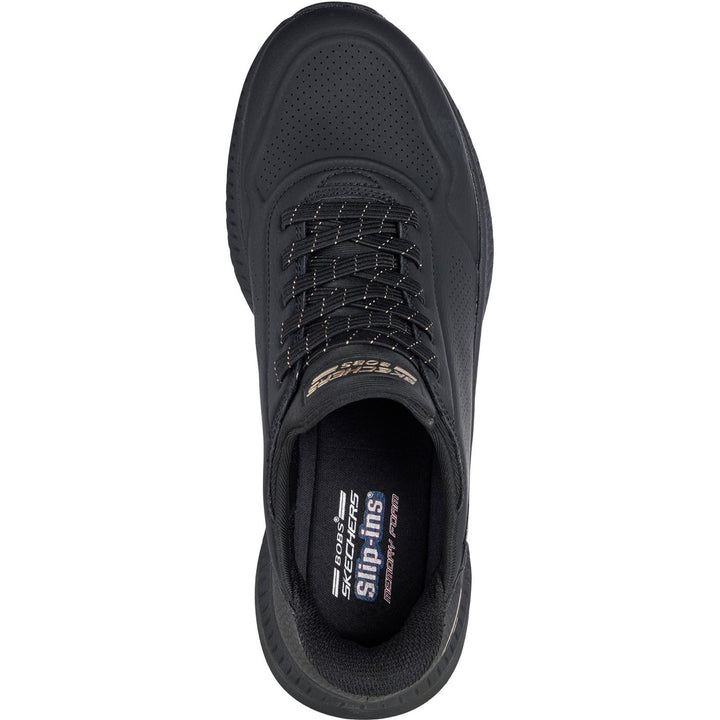 Women's Wide Fit Skechers 117740 Slip-ins Bobs Squad 4 Key Look Trainers in Black - Image 1