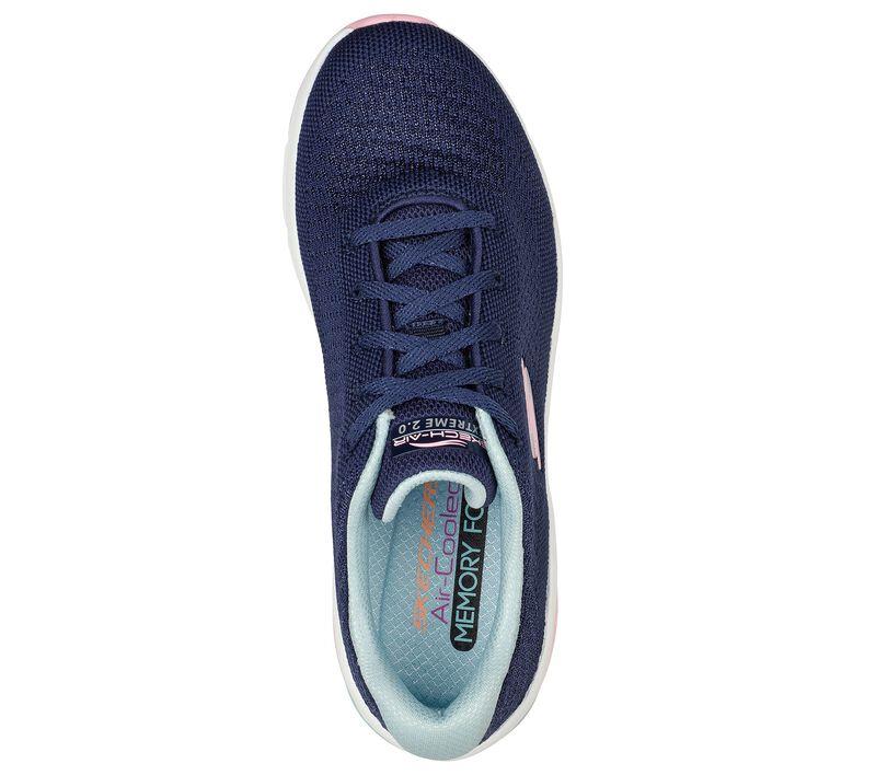 Women's Wide Fit Skechers 149645 Skech-Air Extreme 2.0 Classic Vibe Trainers in Black/Lavender - Image 8