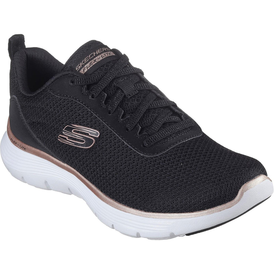 Womens Wide Fit Skechers 150206 Flex Appeal 5.0 Uptake Trainers in White/Silver - Image 3