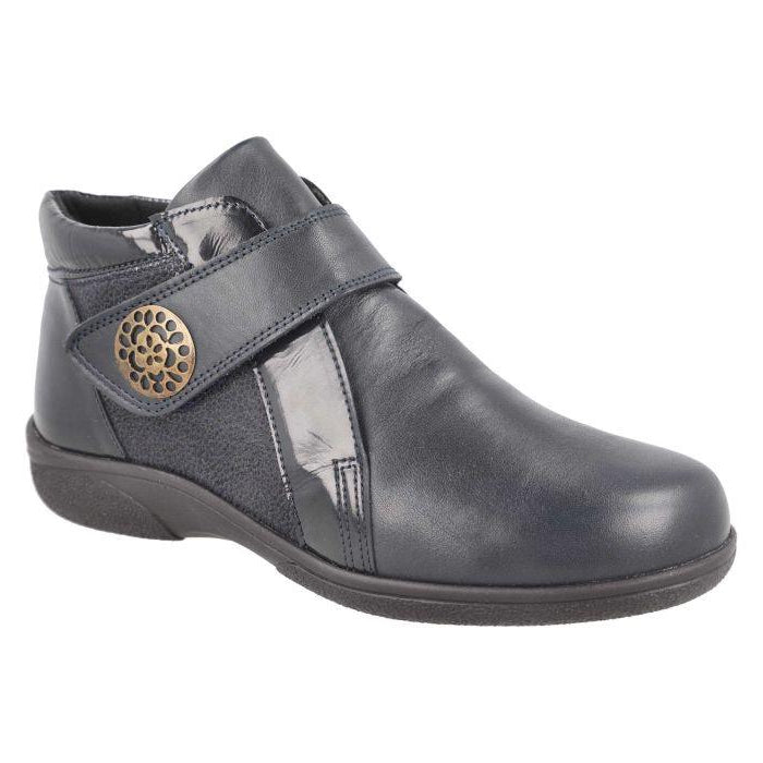 Women's Wide Fit DB Celeste Boots in Black Leather / Patent / Stretch - Image 6