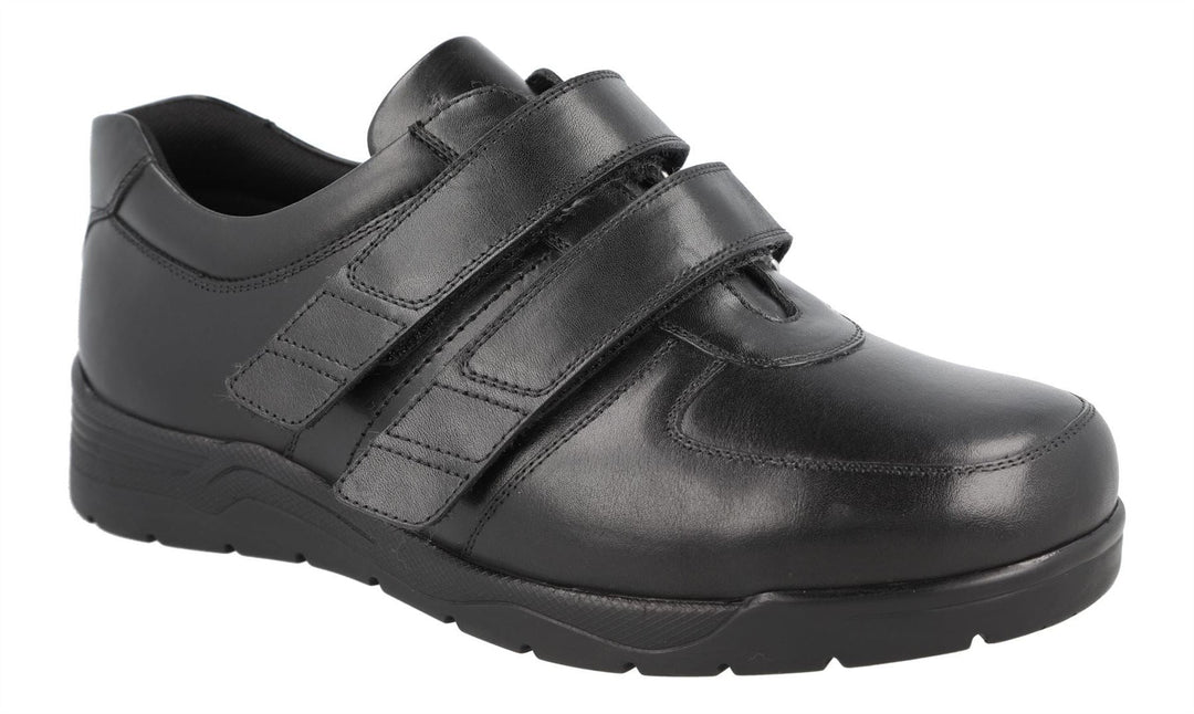 Men's Wide Fit DB Kevin Shoes in Black Leather - Image 3