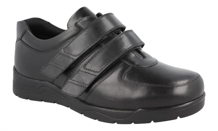 Men's Wide Fit DB Kevin Shoes in Black Leather - Image 1