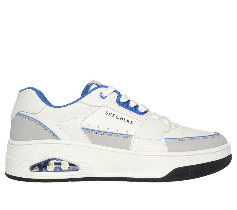 Men's Wide Fit Skechers 183140 Uno Court Trainers in White/Blue - Image 2