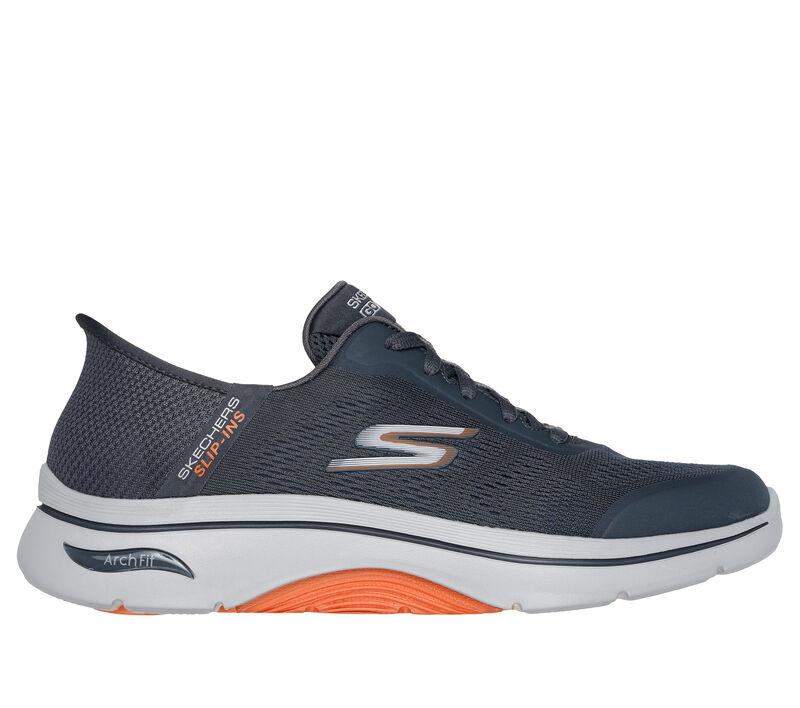 Men's Wide Fit Skechers 216602WW Slip-ins Arch Fit 2.0 Simplicity Trainers - EXCLUSIVE in Charcoal/Orange - Image 2