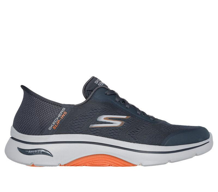 Men's Wide Fit Skechers 216602WW Slip-ins Arch Fit 2.0 Simplicity Trainers - EXCLUSIVE in Charcoal/Orange - Image 1