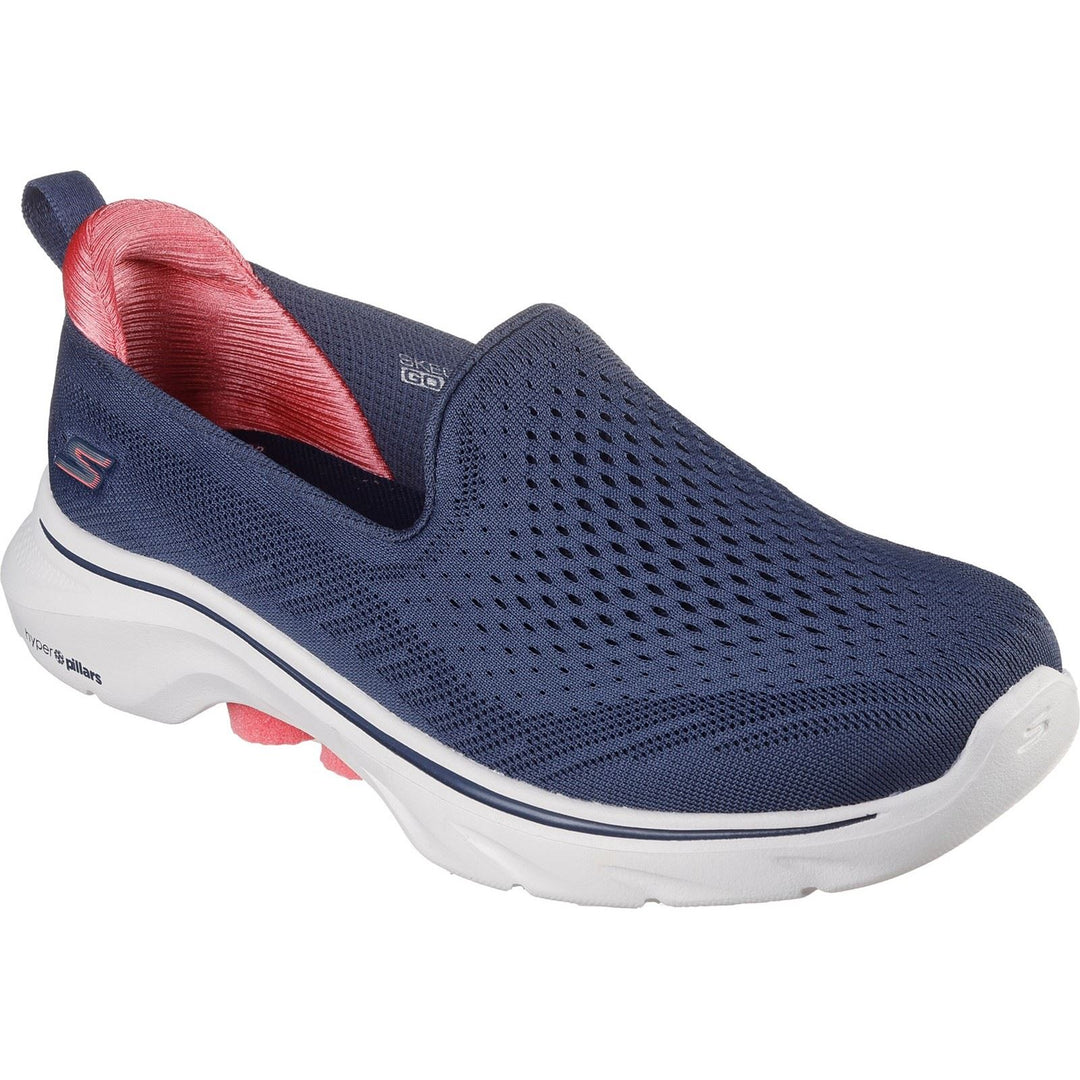 Women's Wide Fit Skechers 125208 Go Walk 7 Vina Shoes in Navy/Coral - Image 3