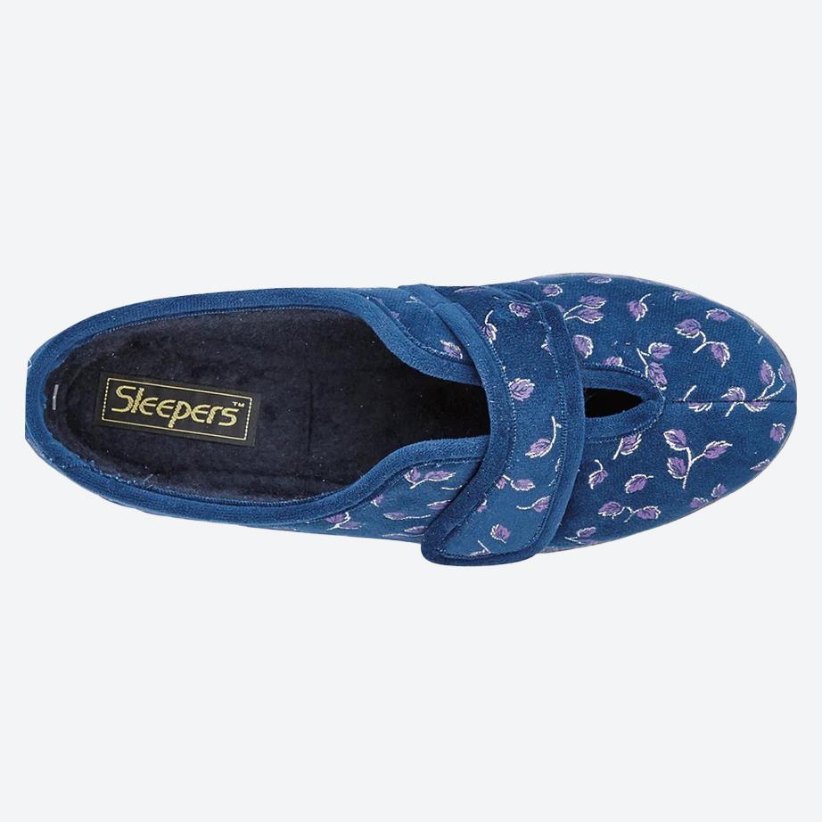 Womens Wide Fit Sleepers LS941NC Ivy Slippers in Navy - Image 4