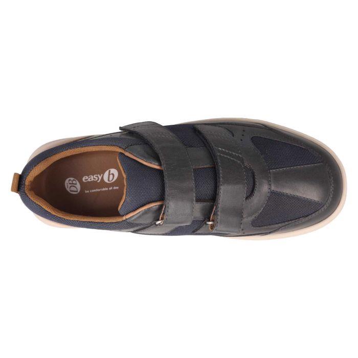 Men's Wide Fit DB Jude Shoes in Navy Leather / Navy Mesh - Image 1