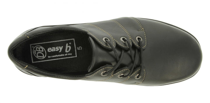 Womens Wide Fit DB Swan Shoes in Black Leather - Image 1