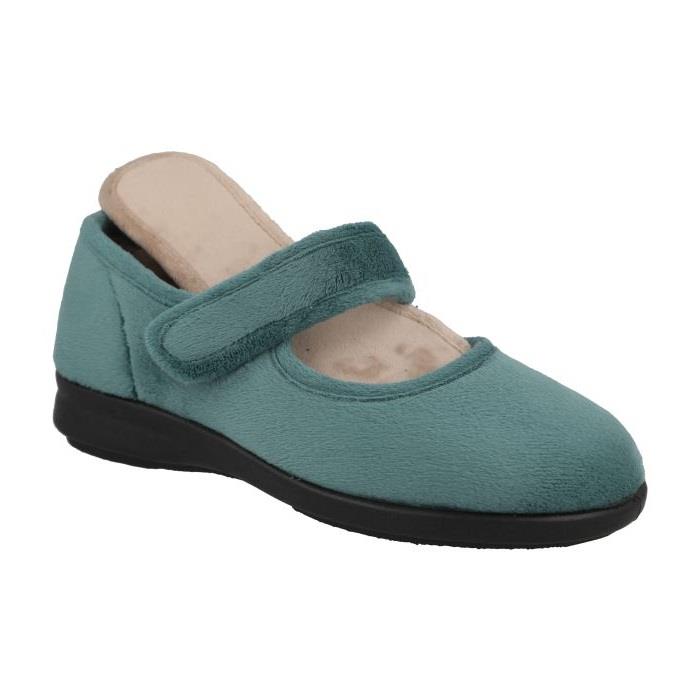 Women's Wide Fit DB Trilby Slippers in Sky Blue Velour - Image 1