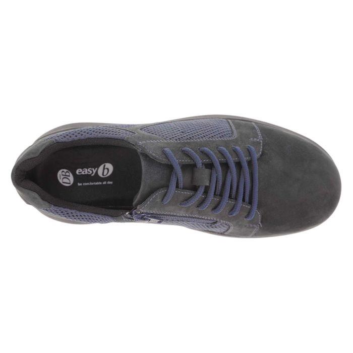 Men's Wide Fit DB Samuel Zip/Lace Up Trainers in Black Leather / Black Mesh - Image 9