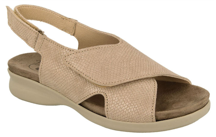 Womens Wide Fit DB Island Sandals in Cream Snake Print - Image 1