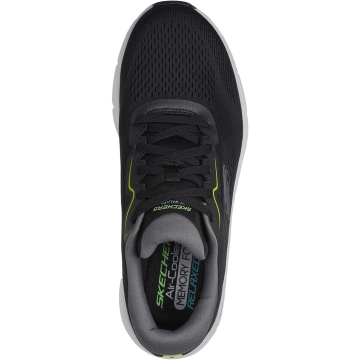Men's Wide Fit Skechers 232714 D'lux Walker 2.0 Swave Trainers in Black /Lime - Image 1