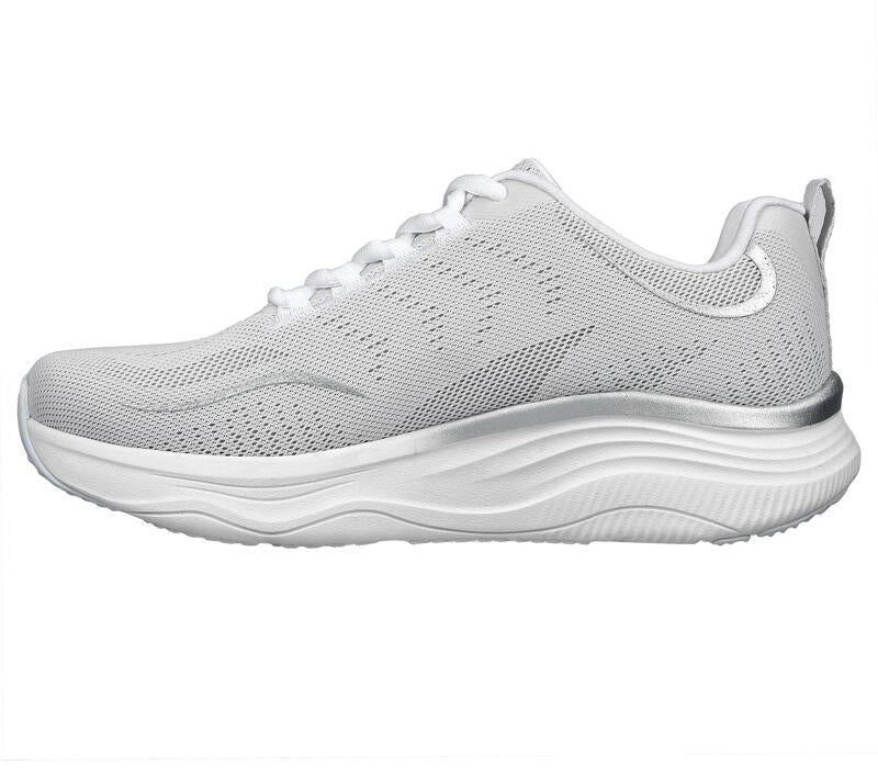 Women's Wide Fit Skechers 149837 D'lux Fitness Pure Glam Trainers in Grey/Silver - Image 4