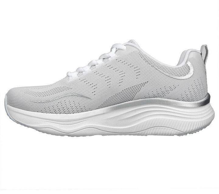 Women's Wide Fit Skechers 149837 D'lux Fitness Pure Glam Trainers in Grey/Silver - Image 1