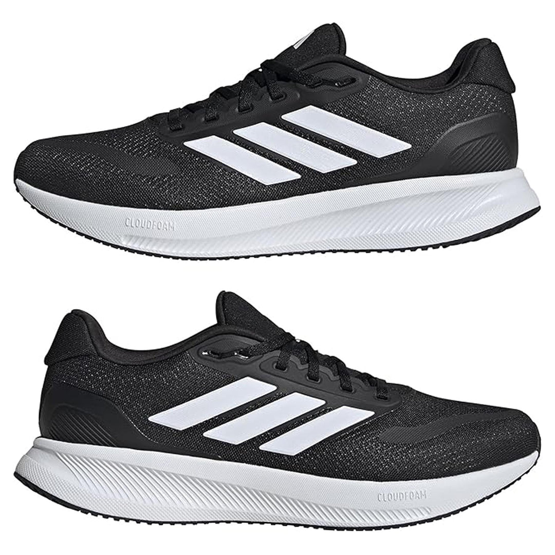 Men's Wide Fit Adidas Runfalcon 5 Walking/Running Trainers in Black/White - Image 14