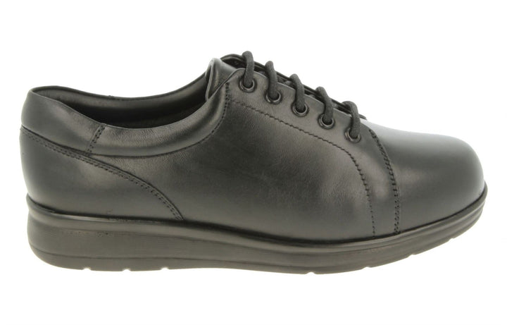 Womens Wide Fit DB Bracken Shoes in Black Leather - Image 1