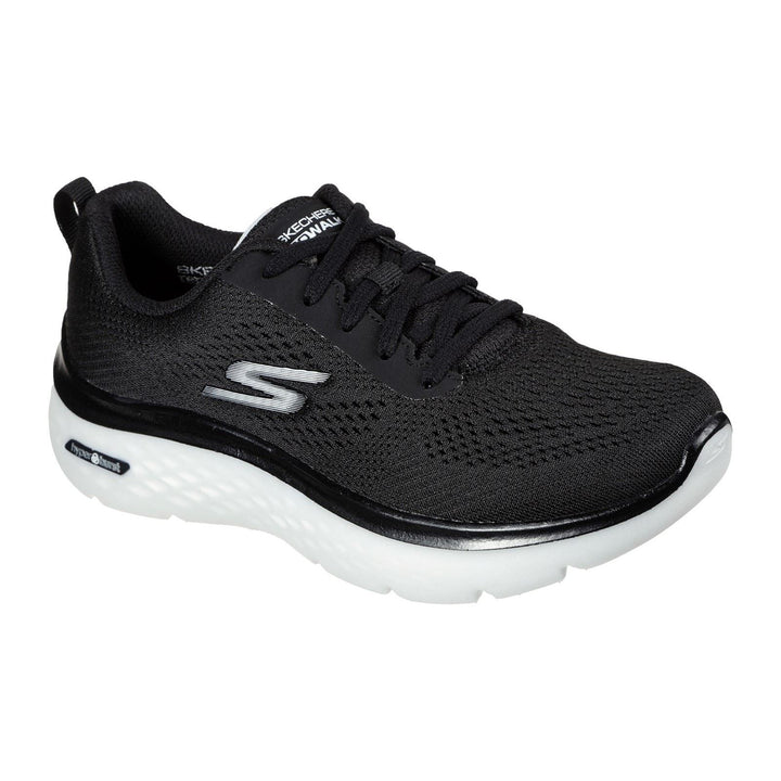 Women's Wide Fit Skechers 124578 GO walk Hyper Burst Trainers - Black/White in Black/White - Image 1