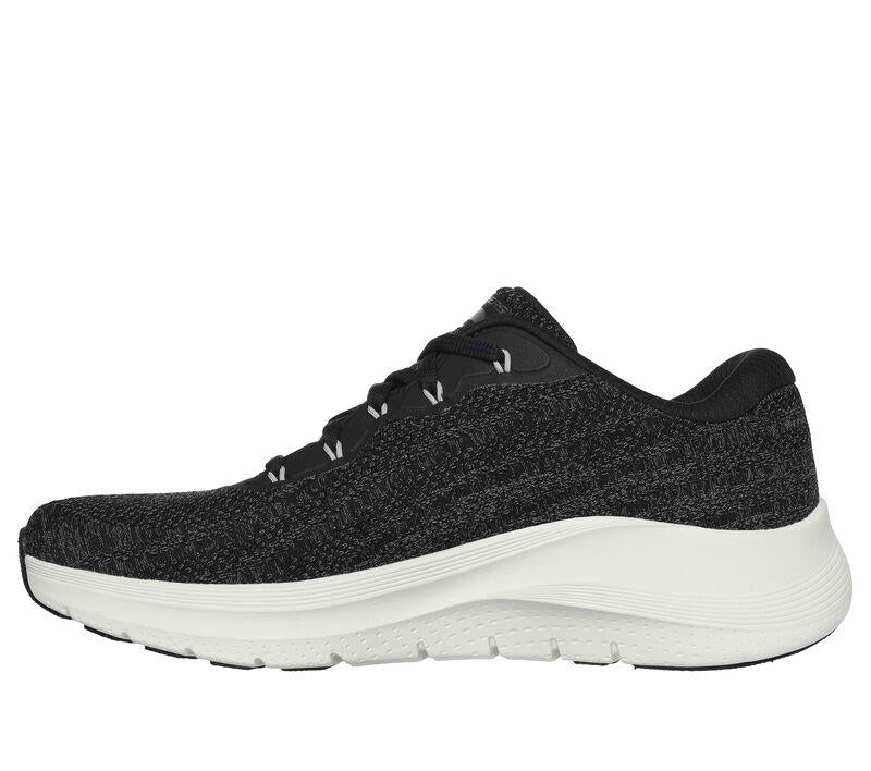 Men's Wide Fit Skechers 232701 Arch Fit 2.0 Road Wave Walking Trainers - Black in Black / White - Image 4