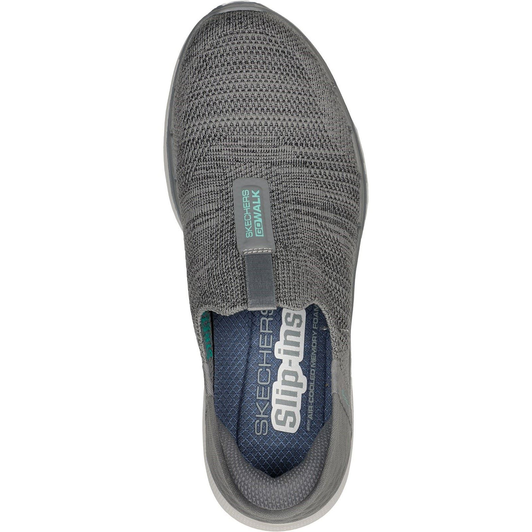 Women's Wide Fit Skechers 124569 Slip-ins GO WALK 6 Fabulous View Trainers - Grey in Grey - Image 5