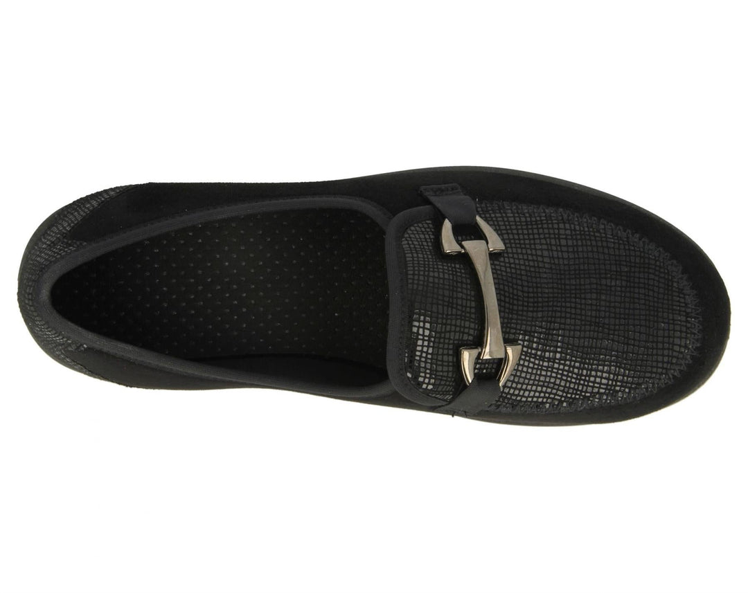 Womens Wide Fit DB Aster Vegan Shoes in Black Stretch - Image 5