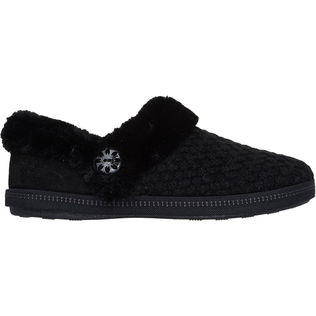 Women's Wide Fit Skechers 169041 Cozy Campfire Frosty Promise Slippers in Black - Image 2