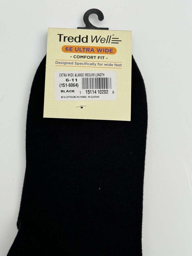 Mens Tredd Well 151-6064 Cotton  Wide Fit Crew Socks in Black - Image 2