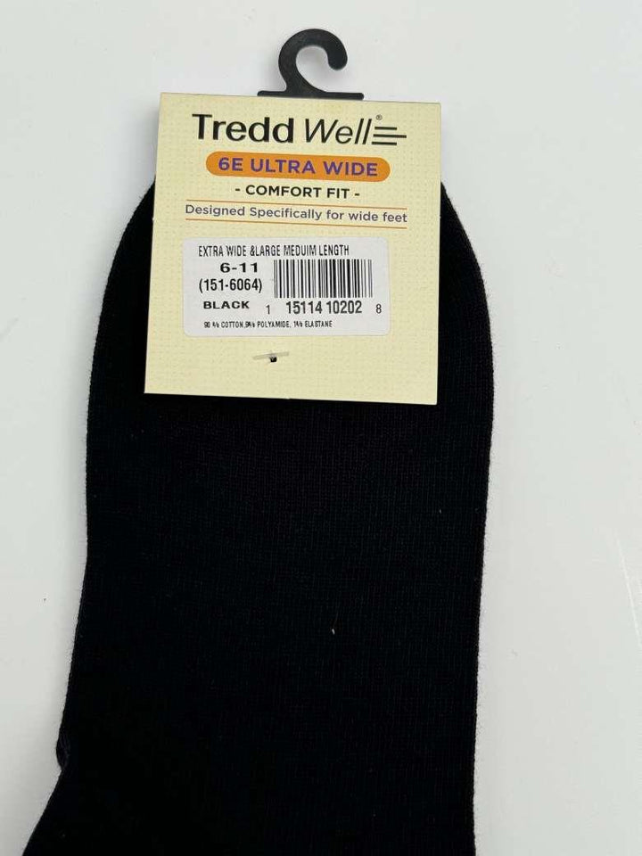 Mens Tredd Well 151-6064 Cotton  Wide Fit Crew Socks in Black - Image 1