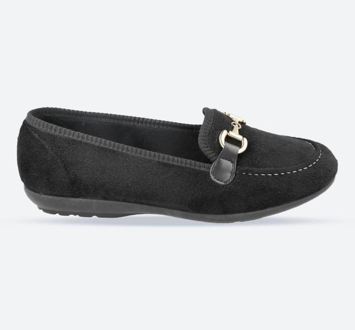 Womens Wide Fit DB Martha Slippers in Black - Image 1
