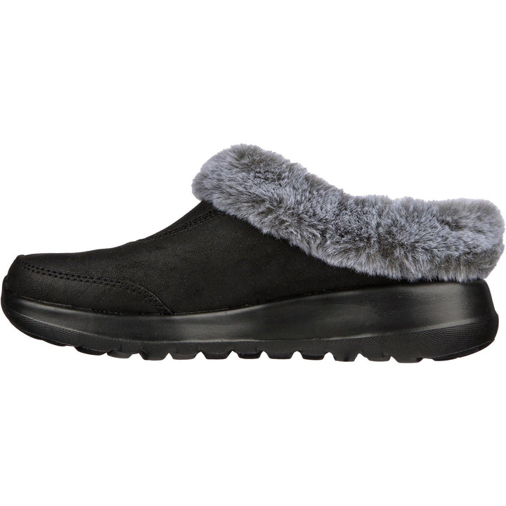 Women's Wide Fit Skechers 175254 Go Lounge On The Go Joy Gratify Shoes in Black/Grey - Image 1