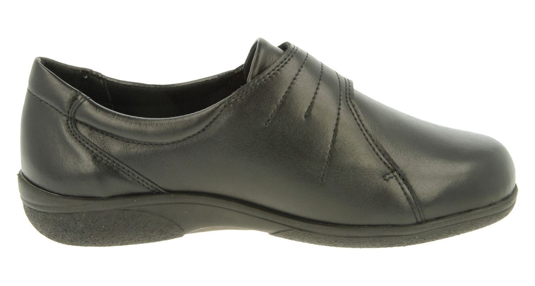 Womens Wide Fit DB Pacific Shoes in Black Leather - Image 5