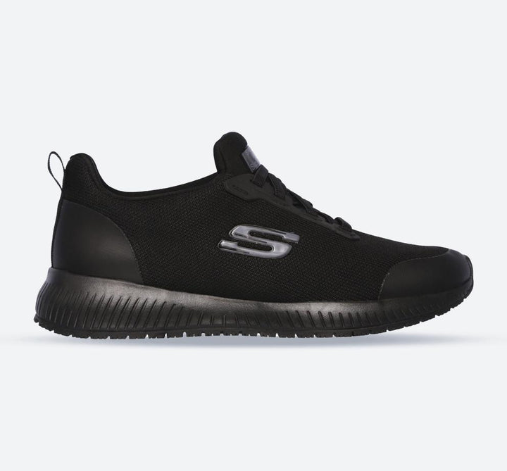 Women's Wide Fit Skechers 77222WEC Squad SR Occupational Trainers - Black in Black - Image 1