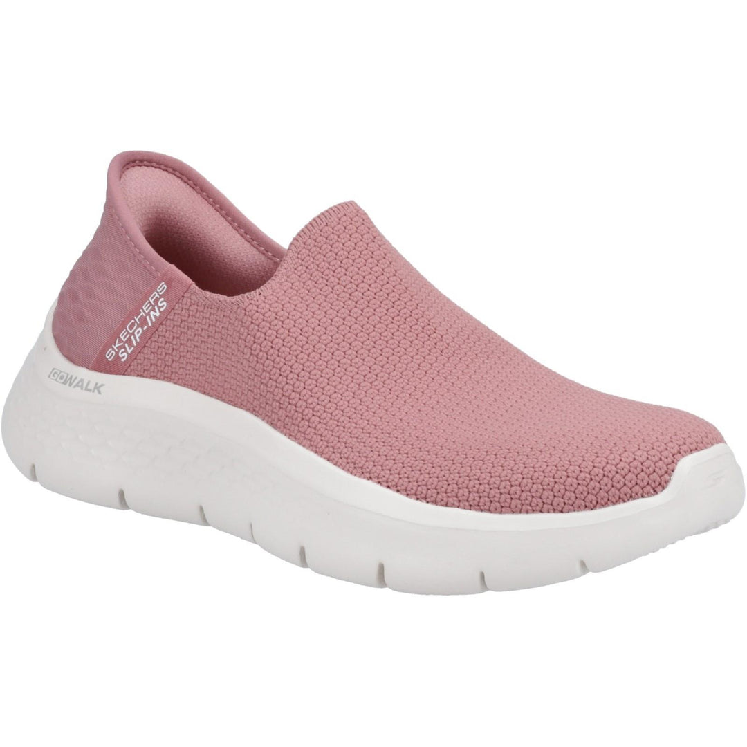 Women's Wide Fit Skechers Slip-ins 124820 Go Walk Flex Sunset Trainers in Black - Image 9