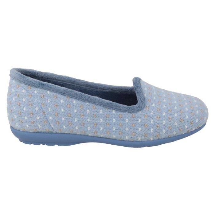 Women's Wide Fit DB Lacey Slip-on Slippers in Blue Multi Textile - Image 2
