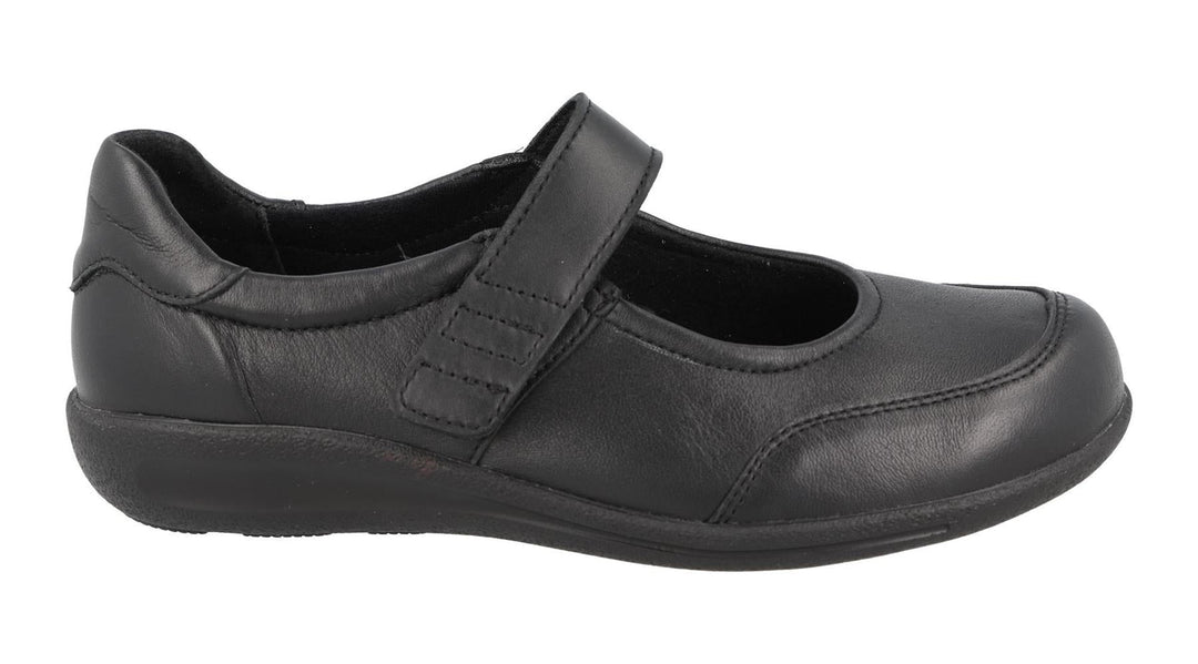Women's Wide Fit DB Redpoll Shoes in Black Stretch Leather - Image 2