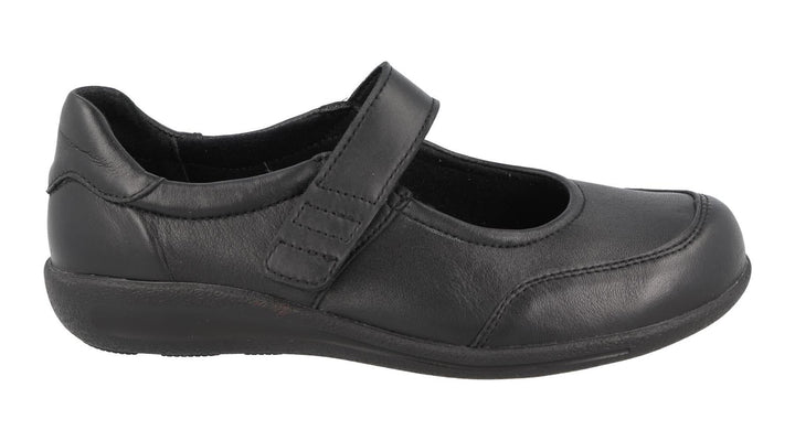 Women's Wide Fit DB Redpoll Shoes in Black Stretch Leather - Image 1