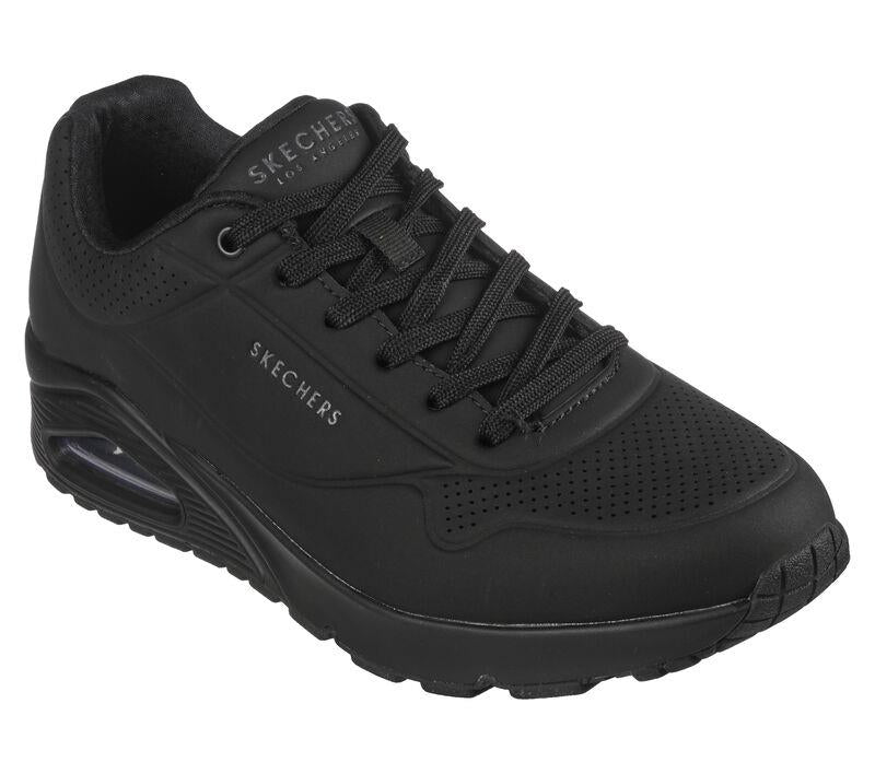 Men's Wide Fit Skechers 52458 Uno - Stand On Air Walking Trainers in Black - Image 3