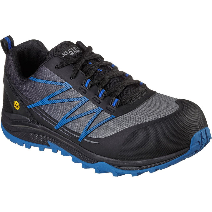 Men's Wide Fit Skechers 200046EC Puxal Safety Trainers in Black/Blue - Image 1